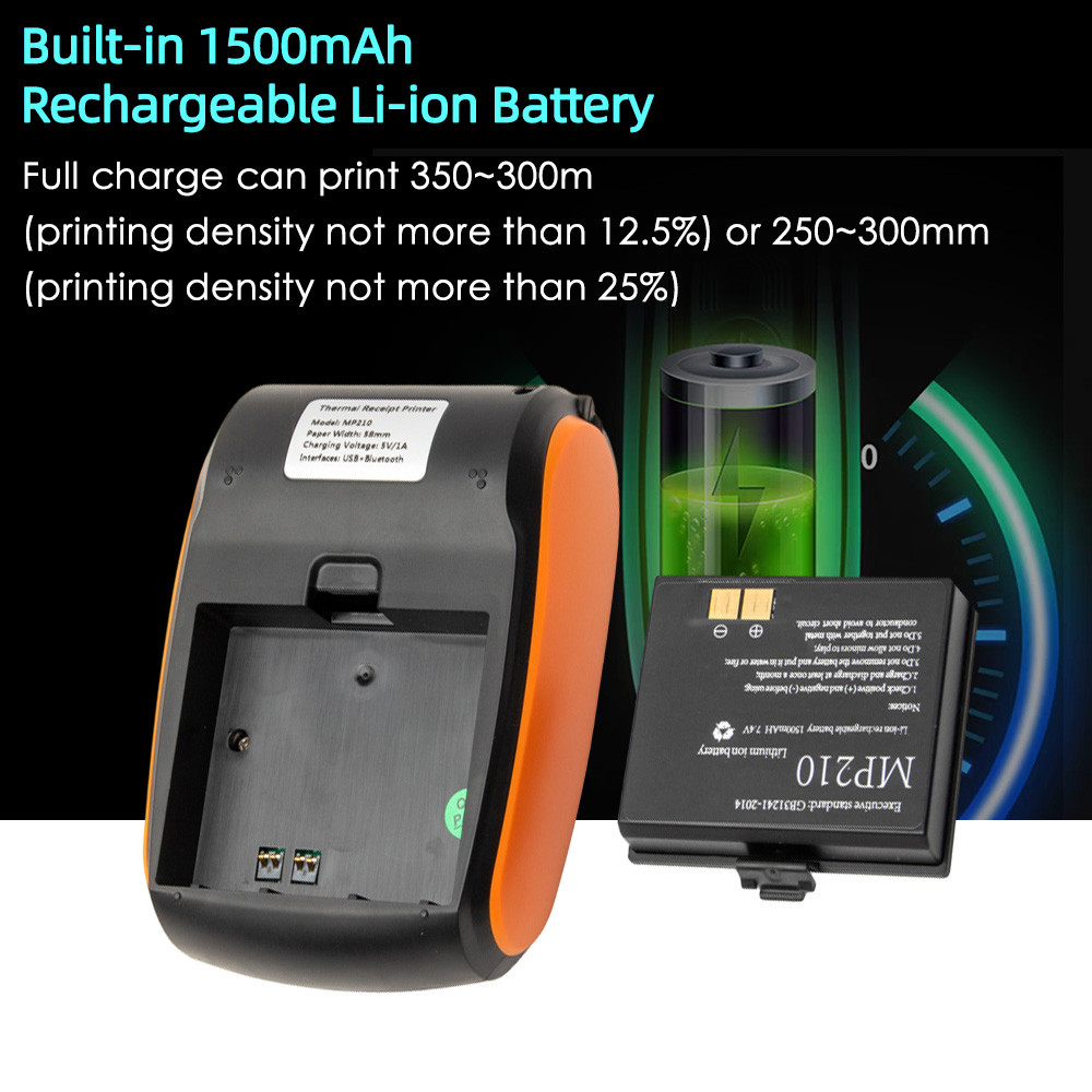 Reeipt Printer 58mm Thermal Printing Wireless BT USB Mobile Printerompatible with AndroidiOSWindows
