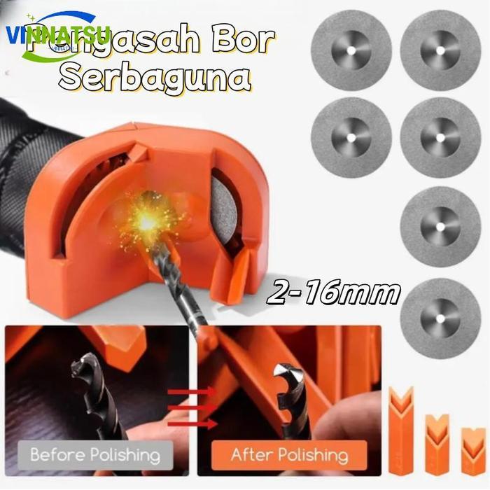 Vinnatsu Alat Asah Mata Bor Pengasah Asah Mata Bor 2-16mm Alat Asah Mata Bor Bit Sharpener Pengasah