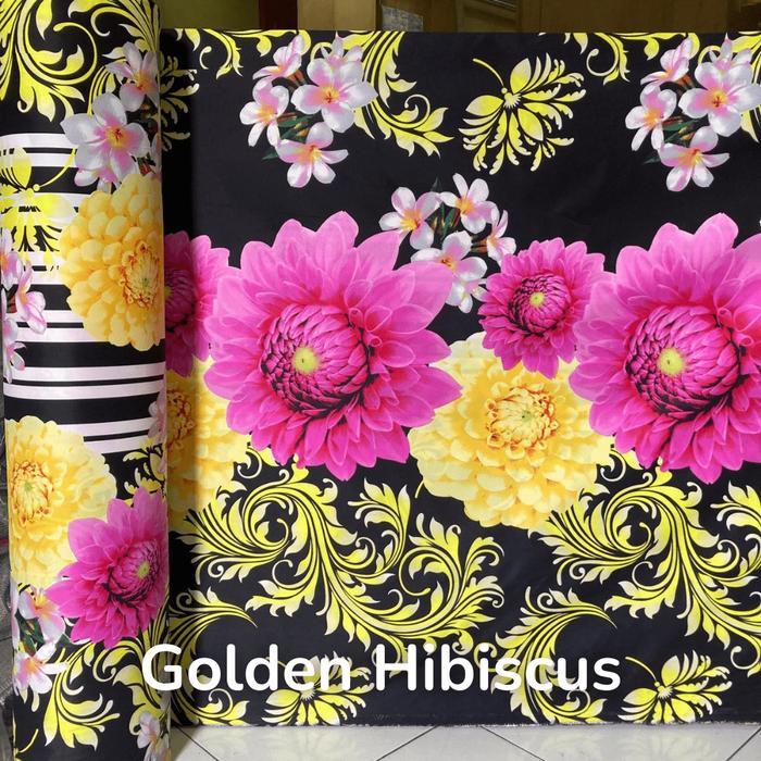 Kain Meteran Disperse Microtex - Golden Hibiscus