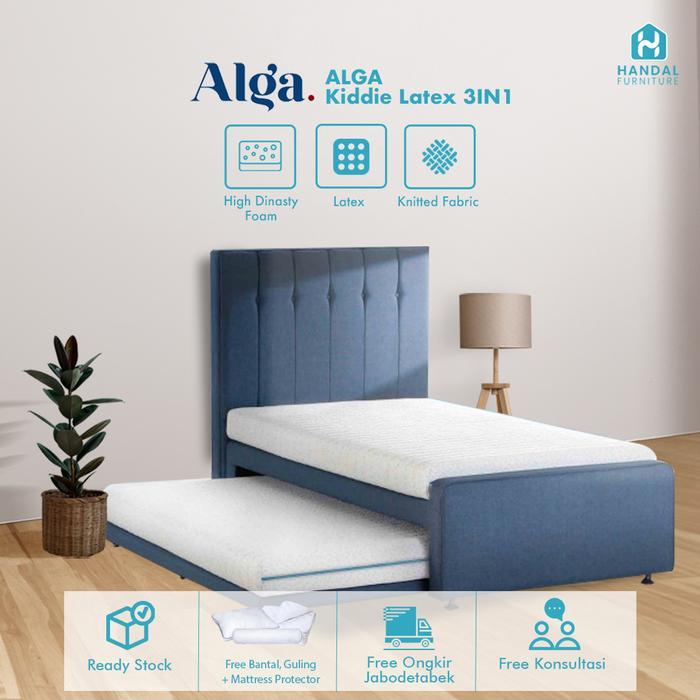 Kasur 3in1 Full Latex Alga Kiddie 100x200, 120x200, Anti Bakteri Medium Firm Padat Original Springbe