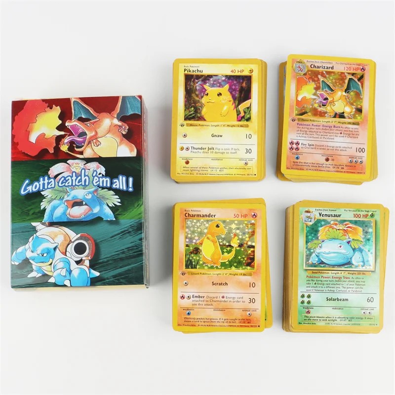 151Pcsbox 1996 First Generation Pokmon card Charizard Pikachu Mewtwo Blastoise Collecting card toys
