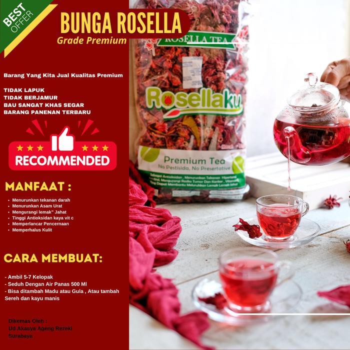 Premium Bunga Rosella Segar Merah 1Kg, 100% Organik// Teh Bunga Rosella Merah Original