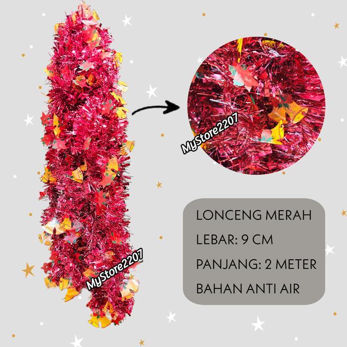 (2 Meter) Slinger Natal Dekorasi Hiasan Natal Christmas Merah Silver Gold Hijau Salju 2 Meter