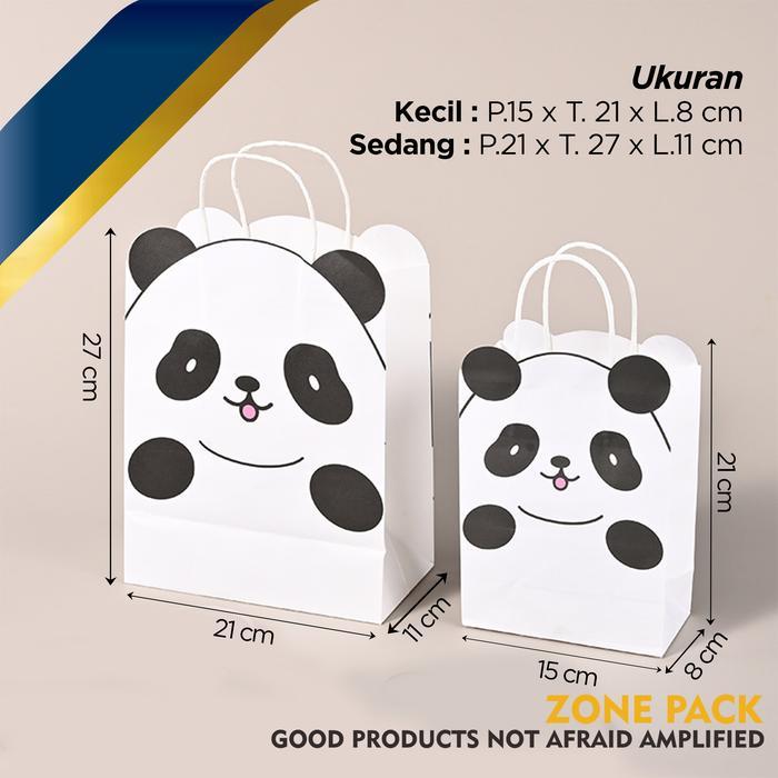 Paperbag Kraft Motif Panda Kucing Beruang Capybara Peach Goodiebag Kado Ping Bag Souvenir Jinjing