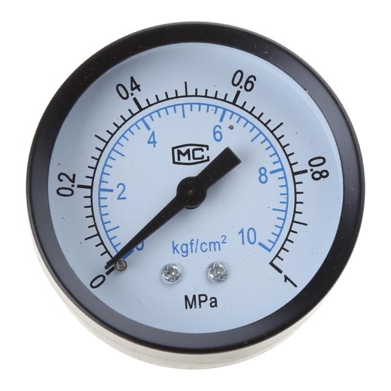Pressure Gauge 50mm 1/4NPT Rear Back 0-1Mpa/0-10Bar for Air, Gas-, Water, A2BB
