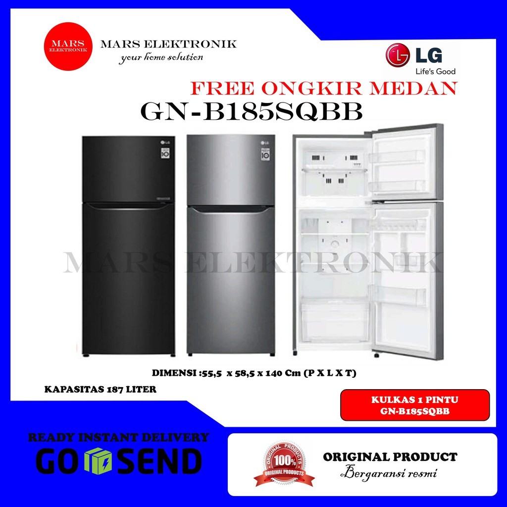 KULKAS LG GN-B185 SQBB / 187L / GN B 185 SQBB / GNB185SQBB / READY / INVERTER / READY