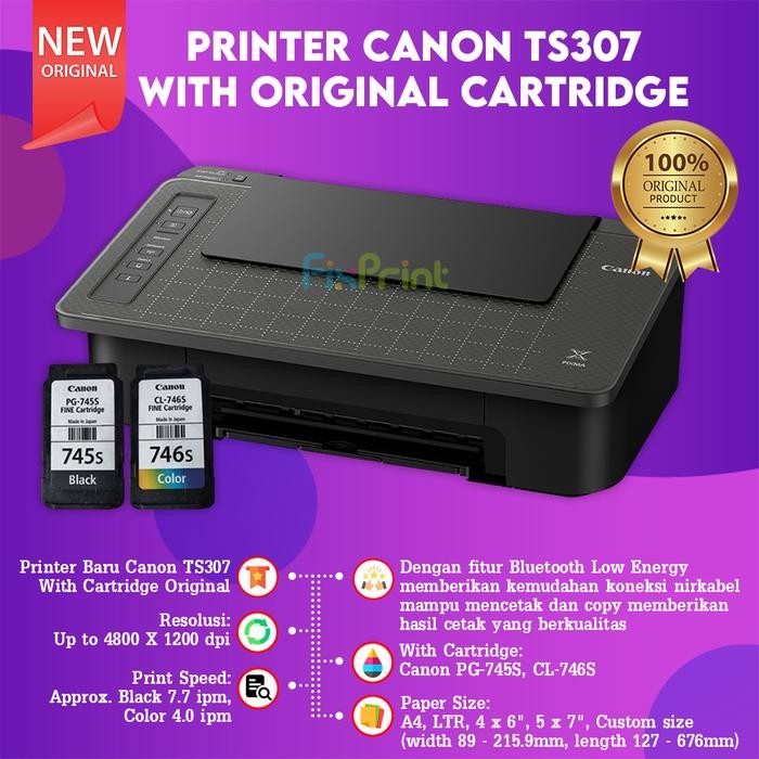 Ready Printer Canon TS307 TS 307 Print Scan Copy WiFi Cartridge 745s 746s