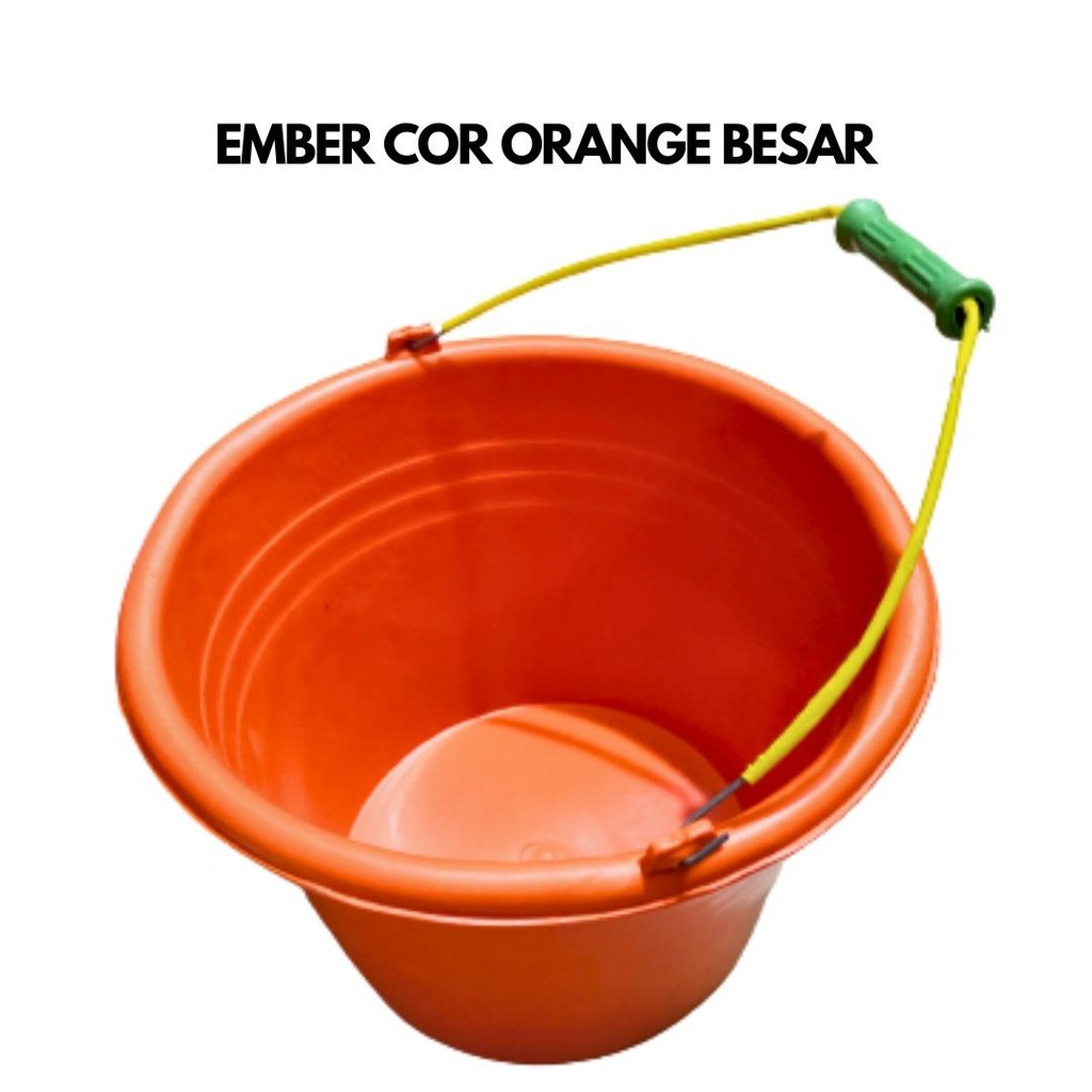 GROSIR TERMURAH Ember Cor Timba Plastik MERAH Orange| Ember Cor Oren Anti Pecah | Ember Bangunan BES