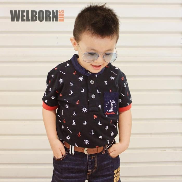 Welborn Kids Semi Polo Shirt Sailor Navy