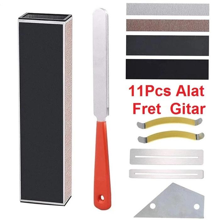 Terlaris Set Alat Fret Gitar 11Pcs Guitar Fret Leveling Kit Crowning File Grinding Protector