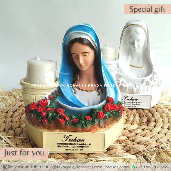 Tempat lilin Bunda Maria & Rosario fosfor/Souvenir rohani/Kado rohani