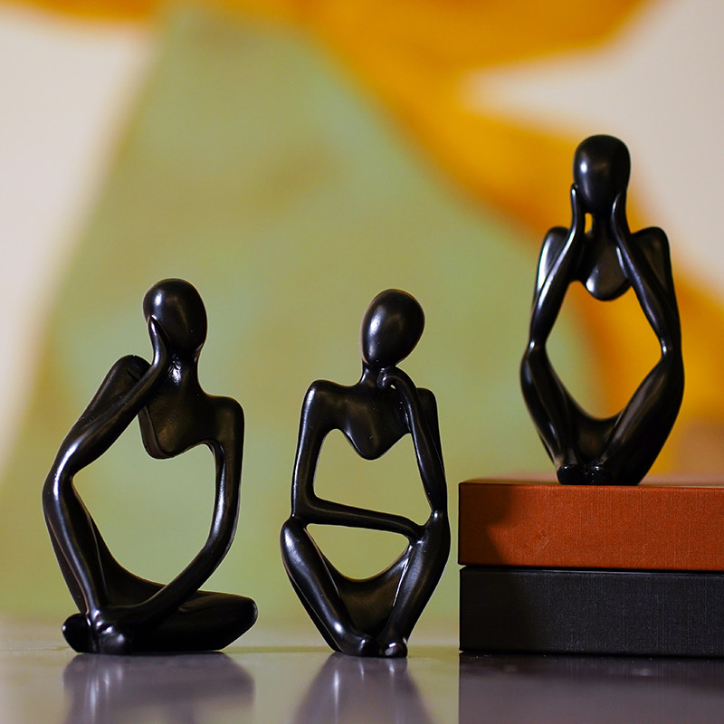 SAAKAR 13cm Resin Statue Of Abstract Thinker Figurines Art Mini Man Sculpture  Home Office Desktop D