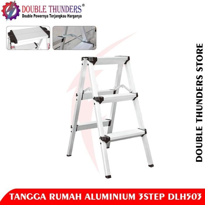 Double Thunders DLH503 Tangga Rumah Aluminium 3 Step Tangga Lipat Aluminium 3Step
