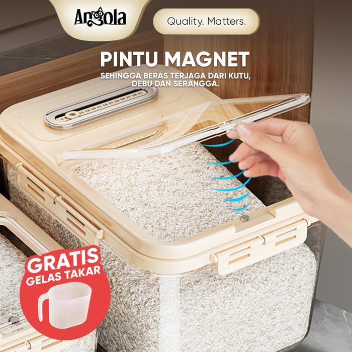 Ecoco Household - Tempat Beras 5 Kg Transparan Tutup Magnet E54-E55 Dispenser Beras 10Kg Anti Kutu