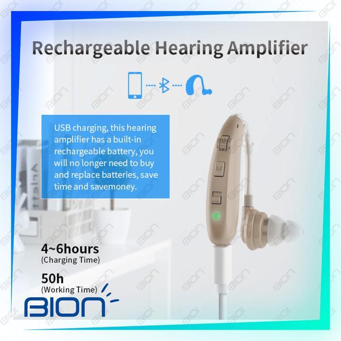Alat Bantu Dengar Bion A-360 Fitur Bluetooth Bisa di charge Hearing Aid Rechargeable Cas