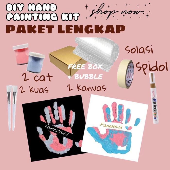 PAKET SIMPLE DIY Hand Painting Kit Set Kanvas Couple kanvas cap tangan couple