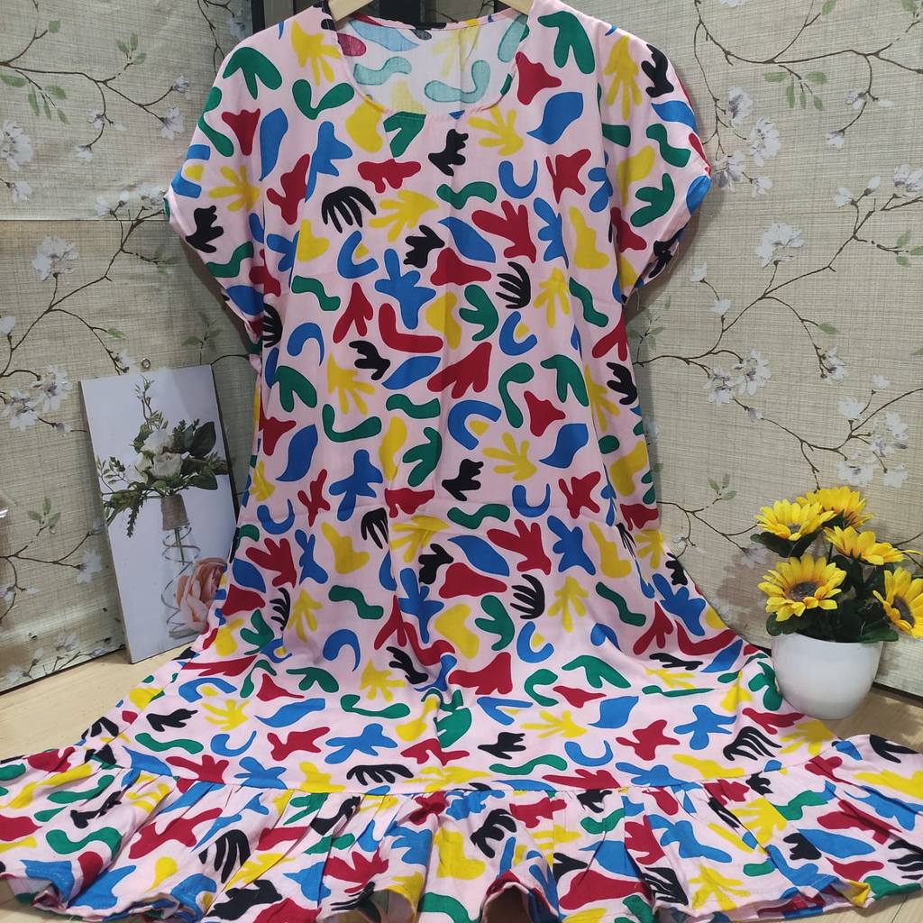 Daster ruffle viral TERMURAH / daster motif / daster wanita terbaru 2021 / daster rempel/ Daster mur