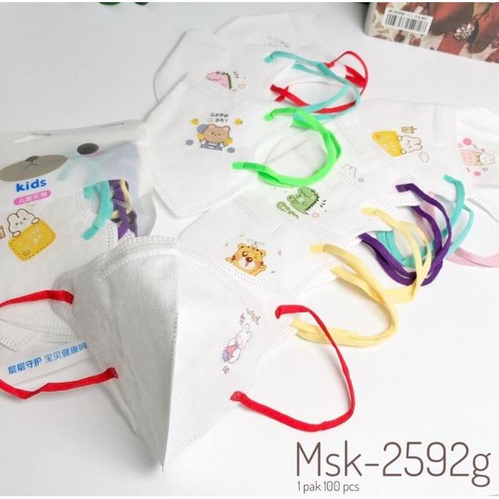 hh1w- Masker Duckbill Anak Model Kn95 Anak Putih Tali Warna Warni