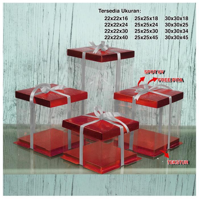 Berkualitas- Cake Box Mika Dus Kue Kotak Kue Box Mika Gift Box Kotak Kado Kotak Hantaran Mika Pet