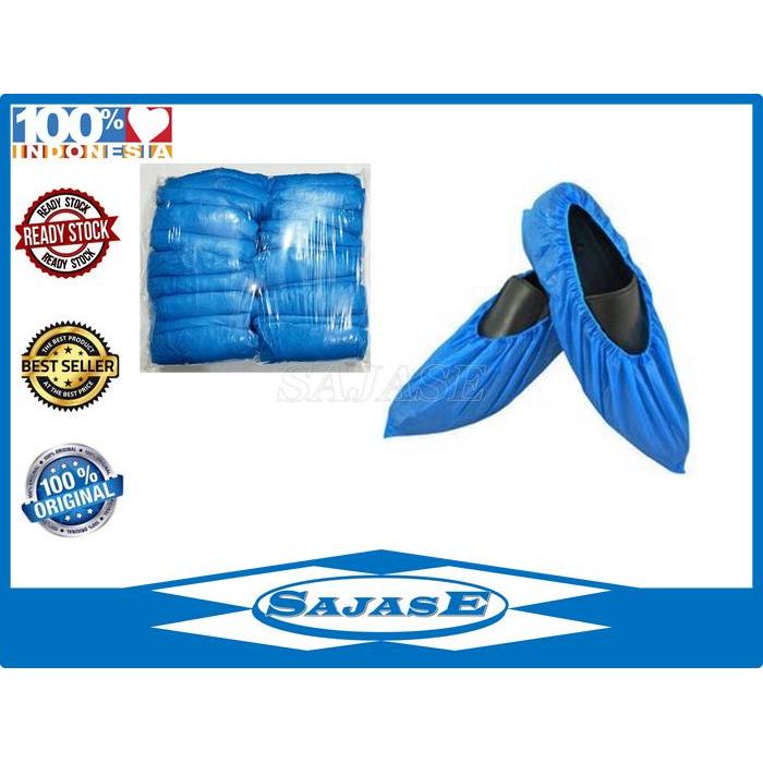 Shoes Cover Disposable Bahan Plastik Cpe Biru Tebal Cover Shoes Plastik Cpe