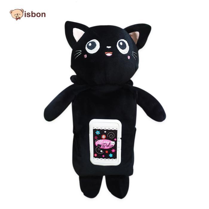 Tempat Tissue travel Pack Mono Poly Cat Kucing 4 in 1serbaguna - Hitam Mono