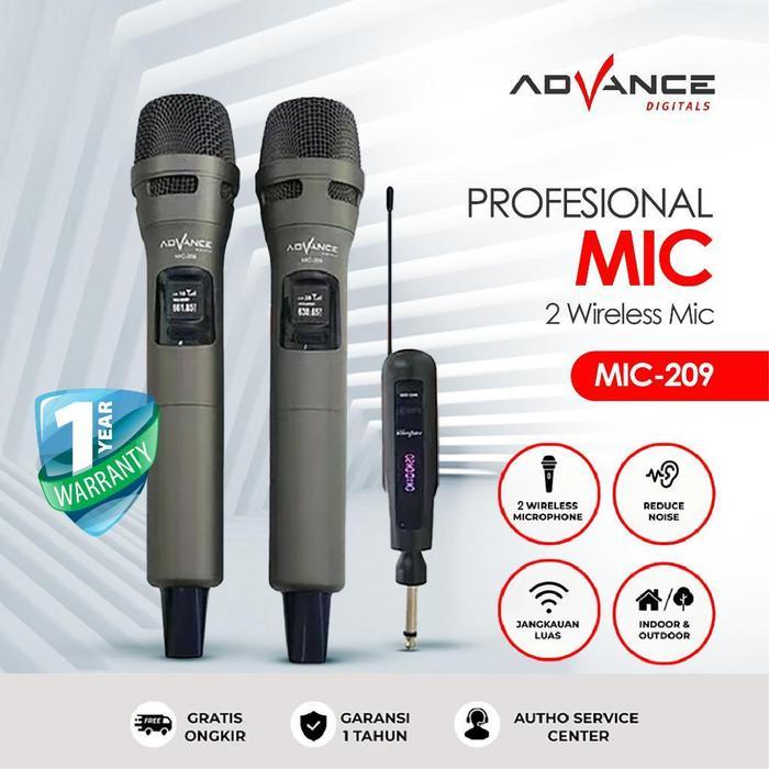 Advance (Mic-209) 2Mic Digital Wireless Mic Microphone/Mikrofon Bluetooth Profesional Mic Wireless