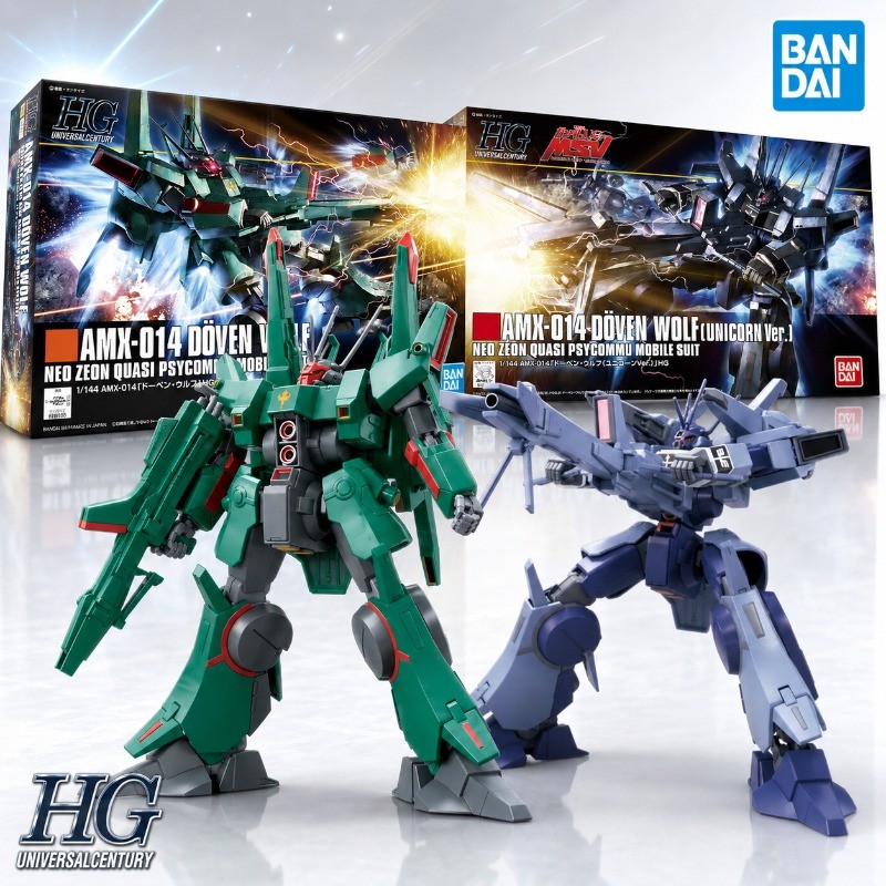 Bandai Original Gundam Model Kit HGUC 1/144 AMX-014 Doven Wolf Unicorn Ver ZZ Mobile Suit Anime