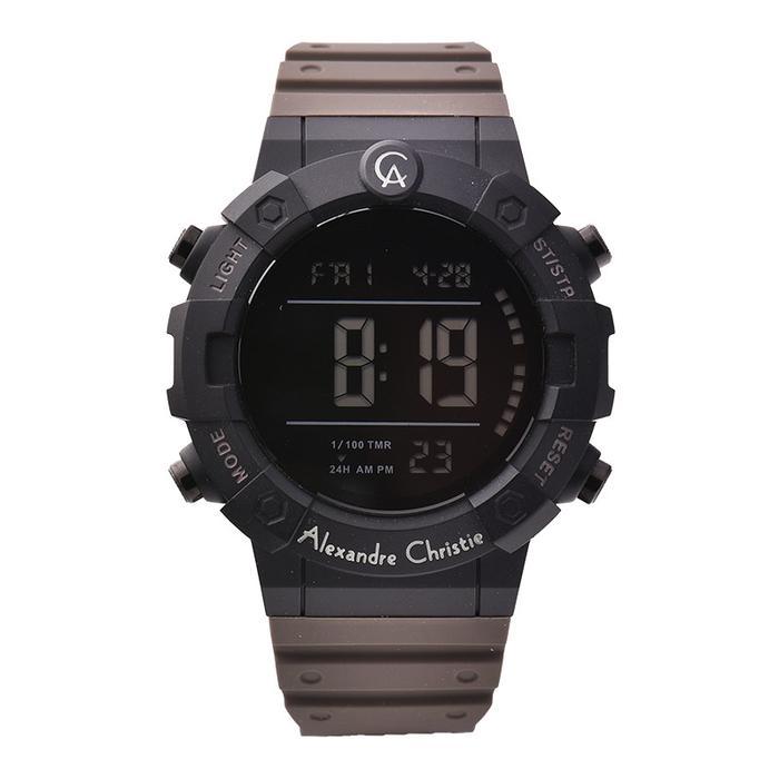 Jam Tangan Pria Alexandre Christie DigiAC 9388 MH RIPBAGR Men Digital Dial Grey Rubber Strap