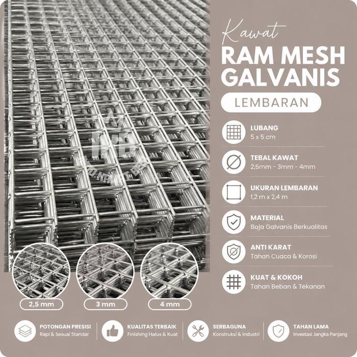 TERLARIS Mesh Ram Lembaran Galvanis Tebal 2.5 mm - 3 mm dan 4 mm Rekomendasi Kawat Serbaguna READY