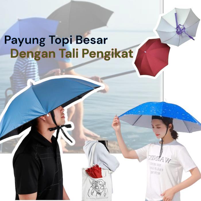 Sale Payung Topi Kepala Hat Umbrella Mancing Berkebun Hiking Caping Besar Jumbo Outdoor Anak Dewasa