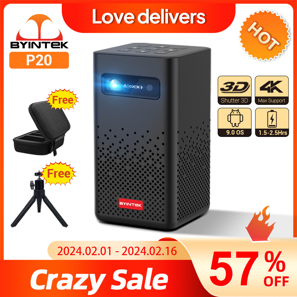 BYINTEK P20 3D 4K Cinema 1080P Smart Android Wifi LED DLP Home