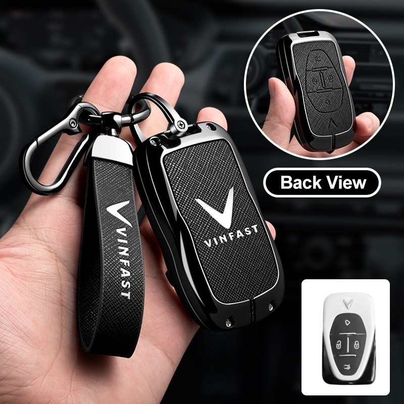 Leather Car Key Cover Zinc Alloy Shell Fob For Vinfast VF3 5 6 7 8 9 31EV 32EV 33EV LUX A2.0 SA2.0