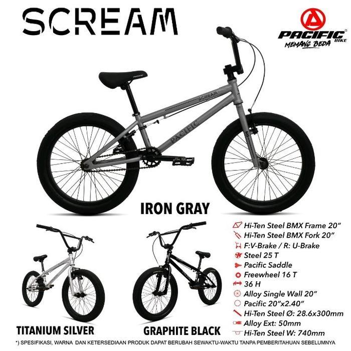 SEPEDA BMX ANAK PACIFIC 20 INCH SCREAM 2.4 / NITRON 3.0 HI-TEN STEEL MURAH ASLI ORI - SCREAM 2.4