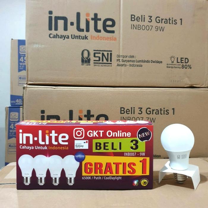Lampu Led Bohlam In-Lite 9 Watt / Lampu Paket Led Inlite 9 Watt