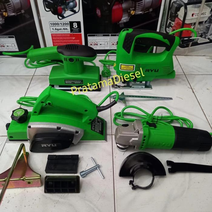 Paket Pertukangan(4in1) Amplas RYU+Serut RYU+ jigsaw RYU+Gerindra RYU