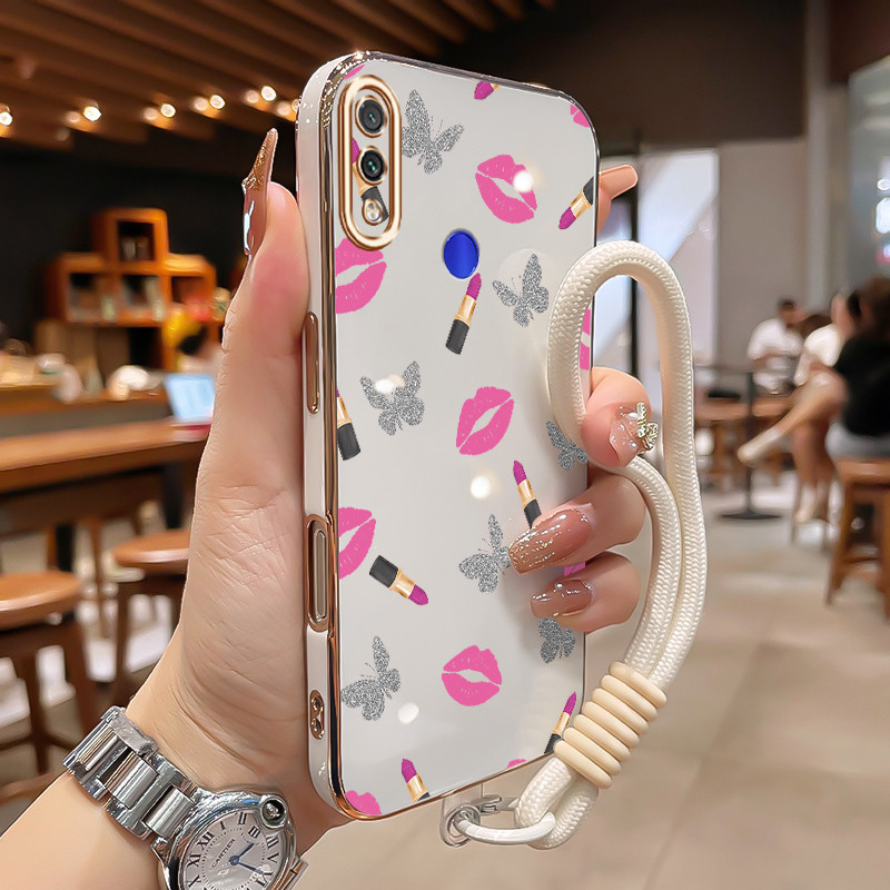 Casing Untuk Xiaomi Redmi Note 7 Note 7s Note 7 Pro Case Casing pola lipstik Kesing Sisi Electroplat