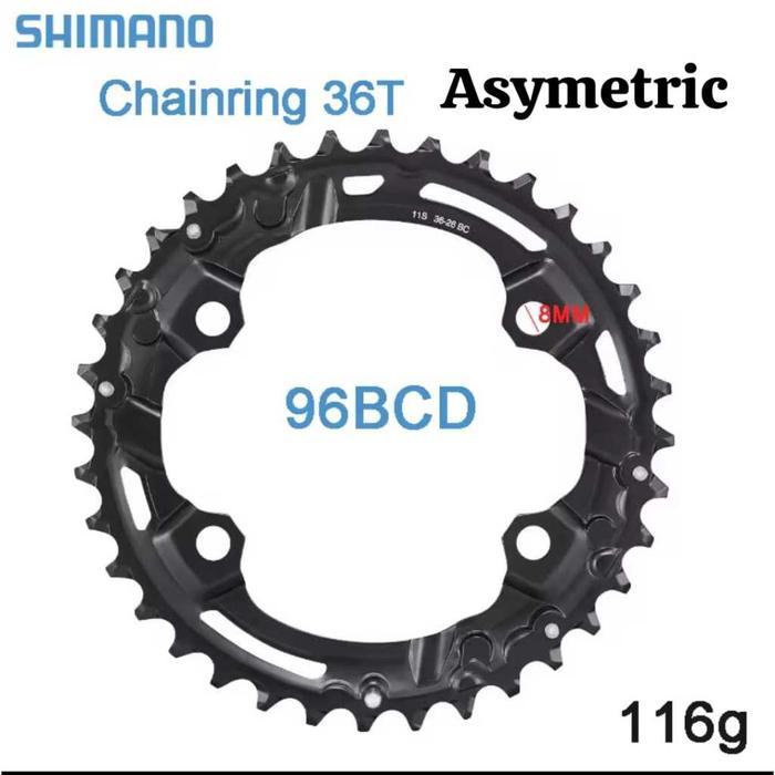 Shimano Chainring Asymetris 36T BCD 96 BCD 64 26T Asimetric untuk Double Multi Chairing Sepeda 96BCD
