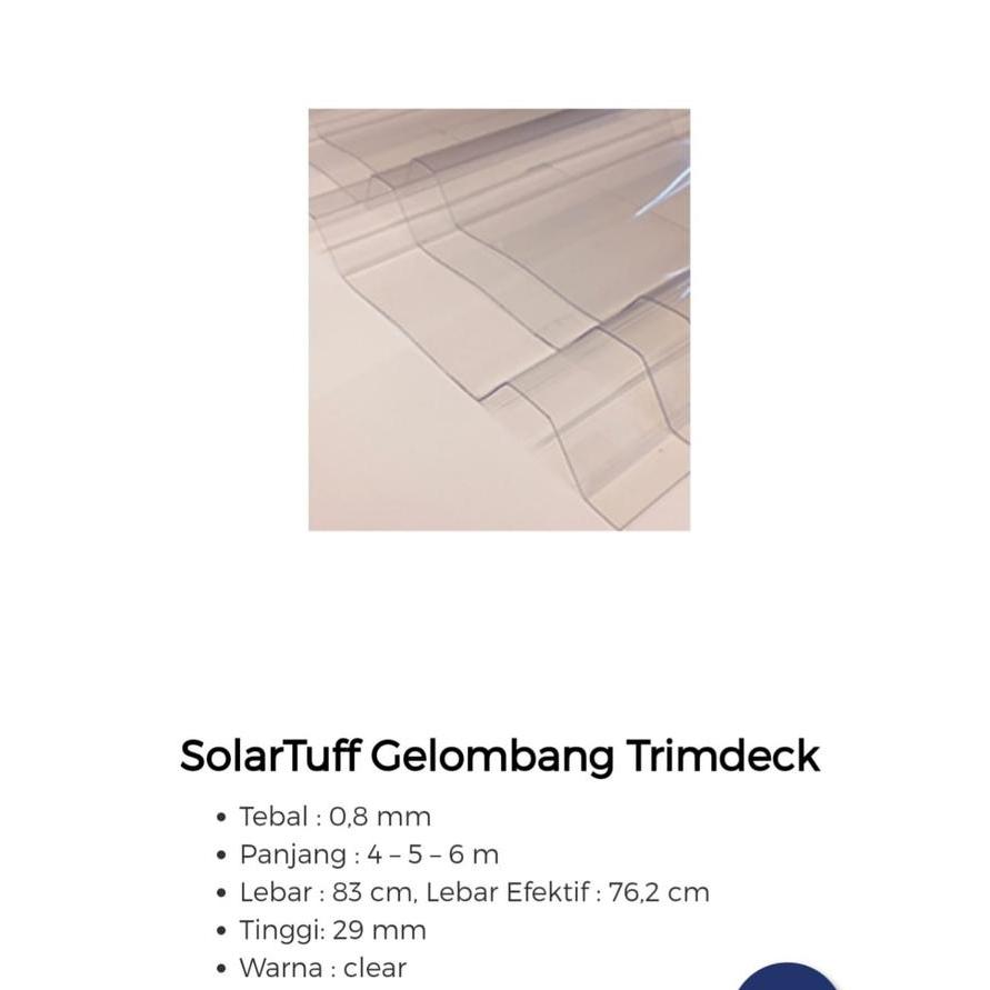 Atap Plastik Solartuff /Polycarbonate Gelombang Trimdeck