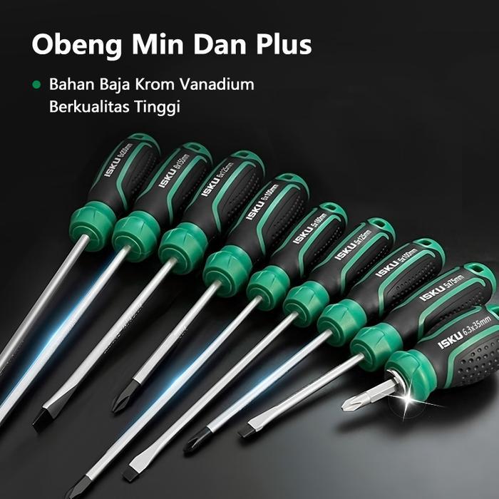Tekiro - Obeng Magnet Plus Minus Set 9Pcs Obeng Listrik Set Screwdriver