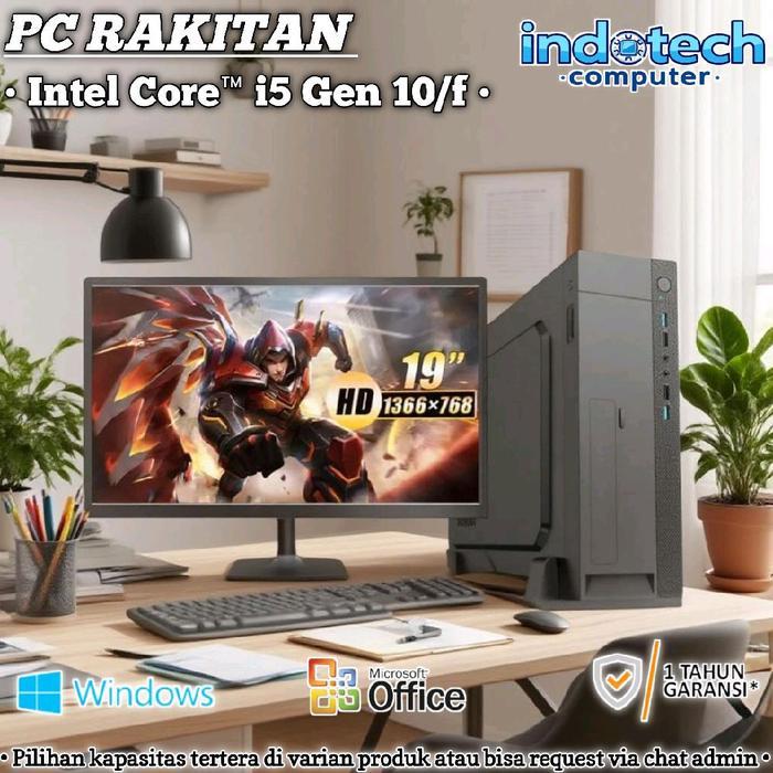 PC Rakitan Komputer Core i5 10400/f Gen 10 Slim / Desktop dengan SSD, LED Monitor 19 inch,Keyboard M
