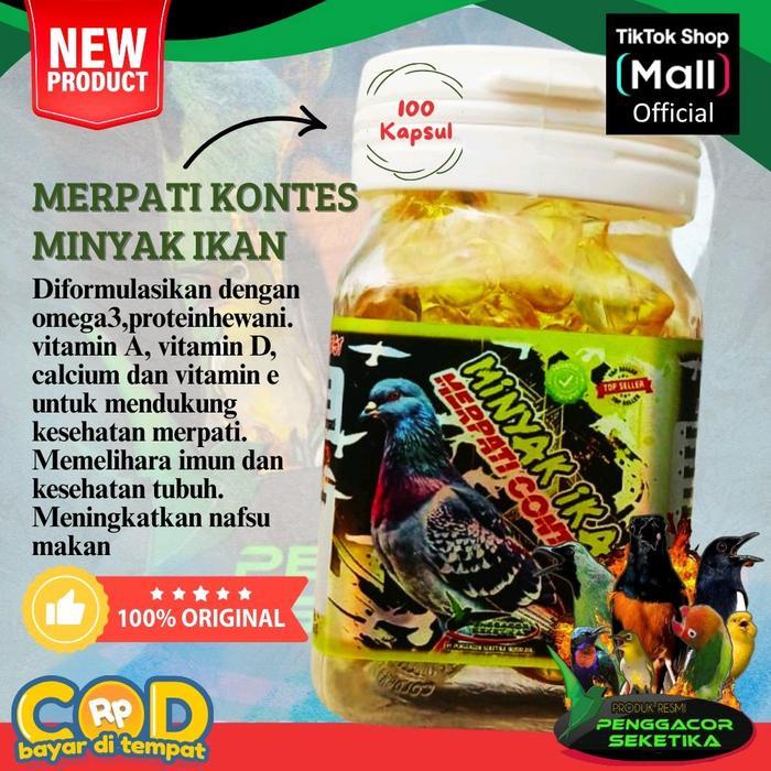 New Merpati Kontes Minyak Ikan Omega 3 isi 100 kapsul Untuk kesehatan dan Performa Burung Merpati