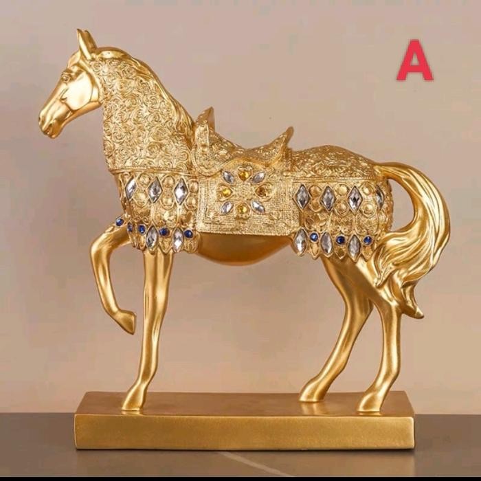 Ready Pajangan Patung Kuda Gold/dekorasi hias meja ruangan