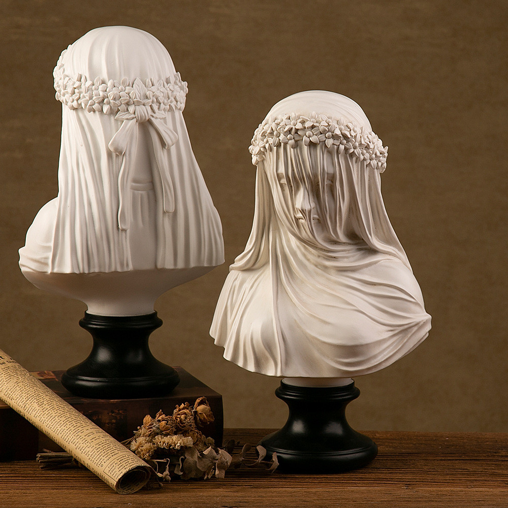 The Veiled Lady Gothic Sculpture Greek Bust Cloaked Woman Statue Home Decoration Living Room Art Col