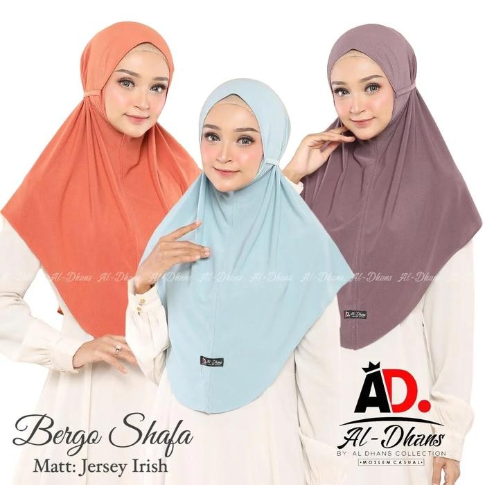 ow1p- Jilbab Bergo Shafa Matt Jersey Irish Original By Al-Dhans Muslim Instan Kerudung Syari