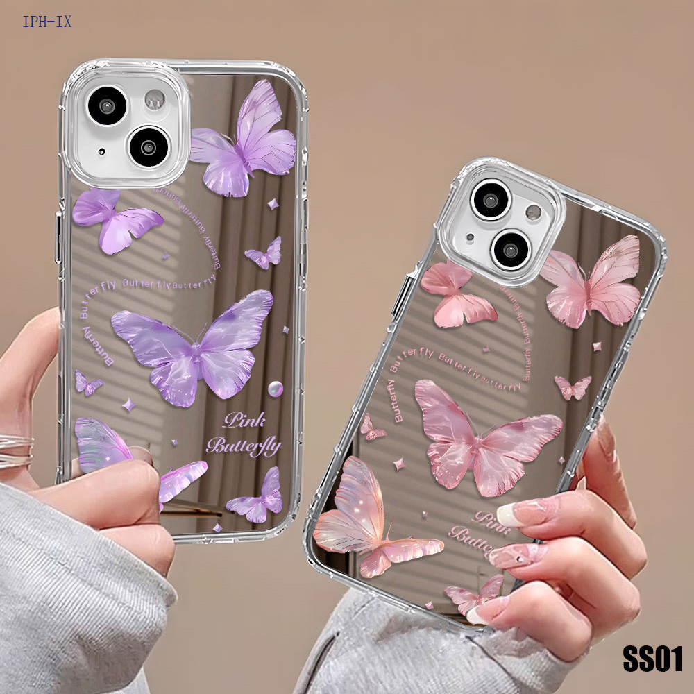 Casing Hp Untuk Compitable With iPhone 15 14 13 11 X XR XS Pro Phone Cassing Cover Kartun Mirror Cas