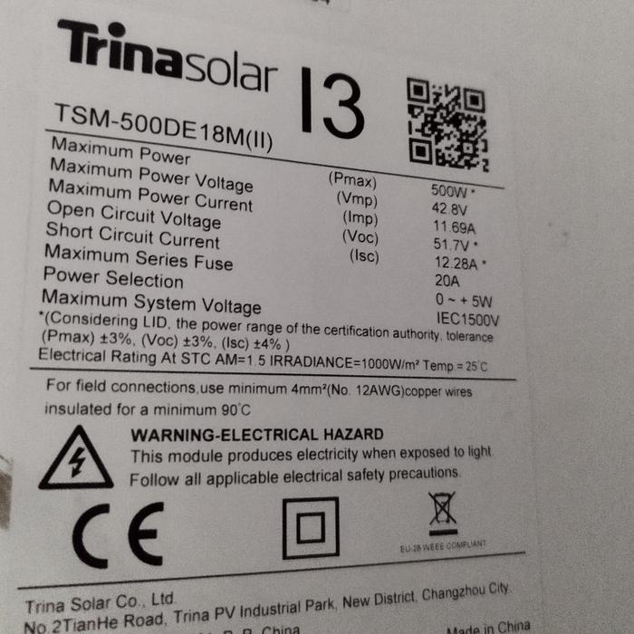 Panel Surya Trina Solar 500Wp 575Wp 620Wp 665Wp 720Wp 830Wp Monocrystaline Perc Half Cell MBB High