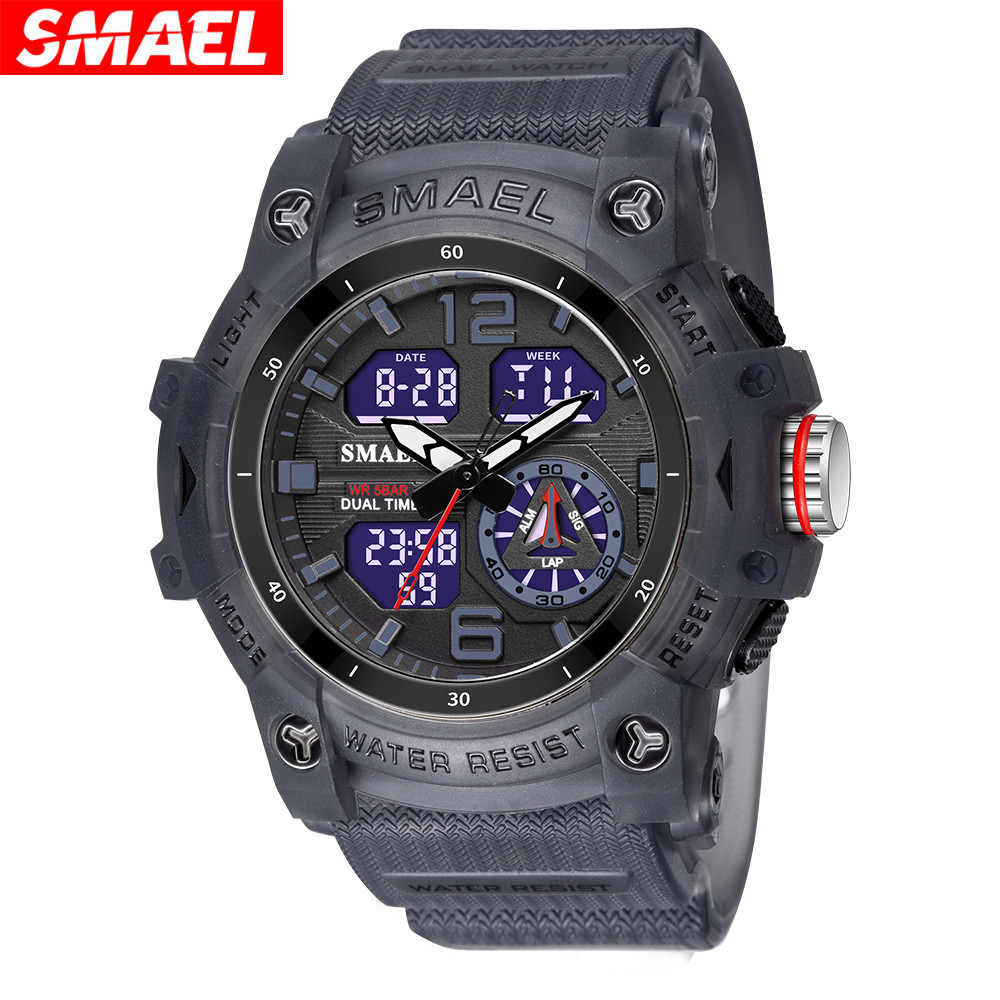 SMAEL Cool Dual Display Waterproof Glow Electronic Watch 8007 Outdoor Transparent Watch Men's
