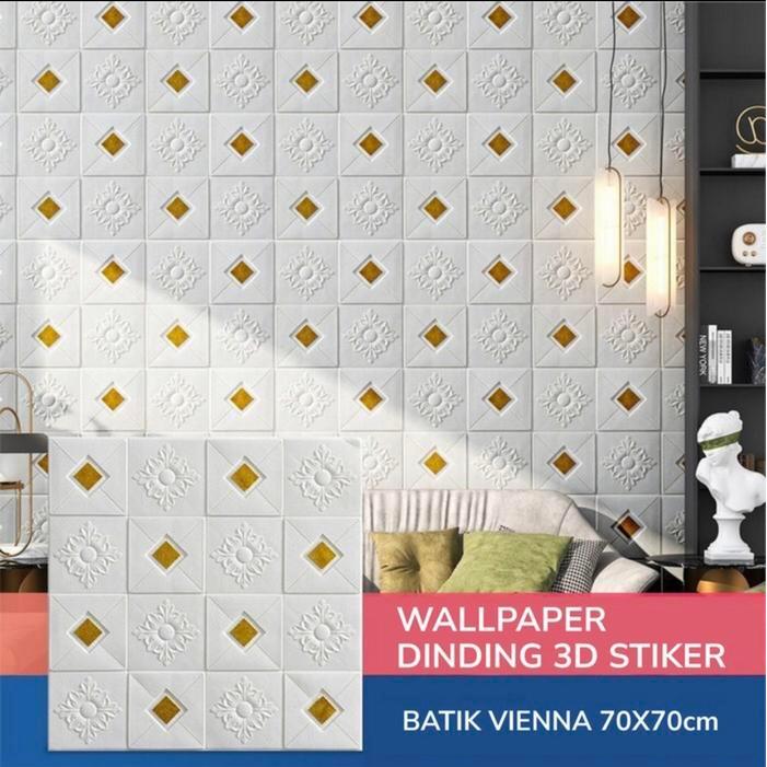 Wallpaper dinding 3D Foam Sticker Dekorasi dinding motif batik modern