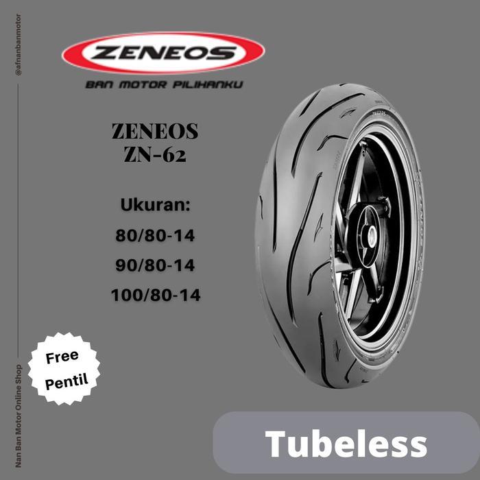 Ban Motor Zeneos Zn 62 Ukuran 100/80-14, 110/70-14 & 120/70-14