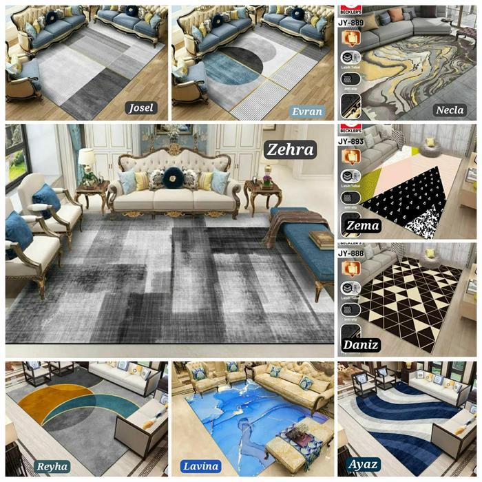 Karpet Lantai Style Eropa Import Polyester Lembut Tebal Ambal Meja